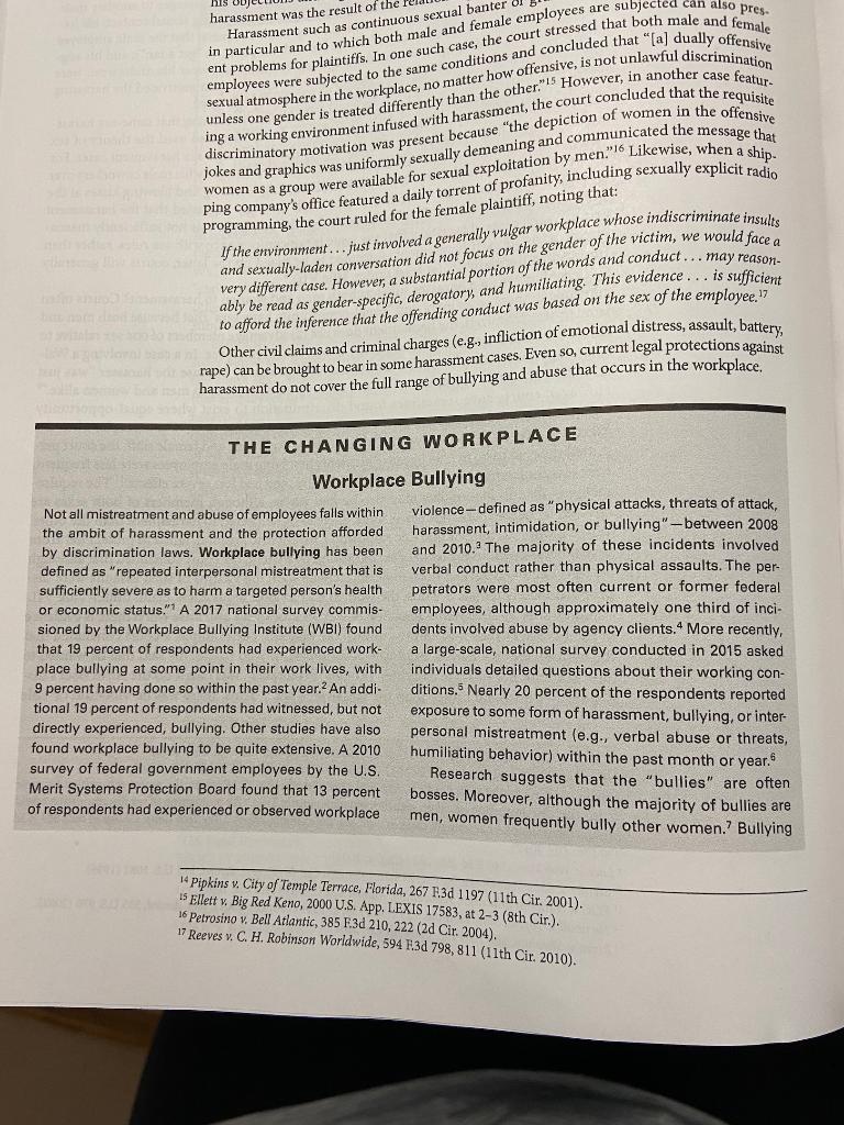 19. Your author addresses the issue of workplace