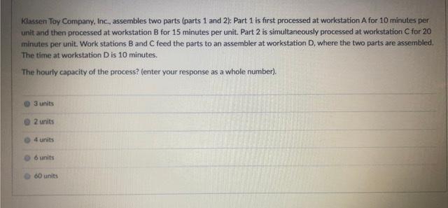 Klassen Toy Company, Inc., assembles two parts
