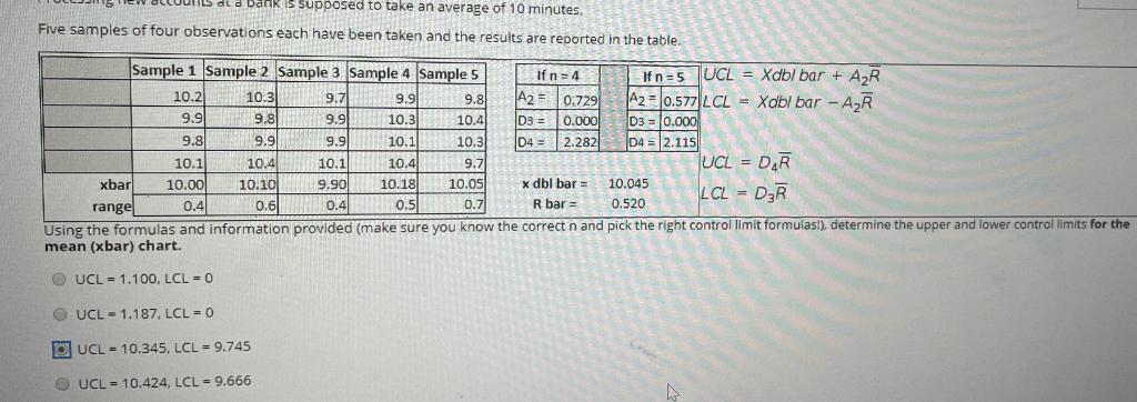 di a bank is supposed to take an average of 10