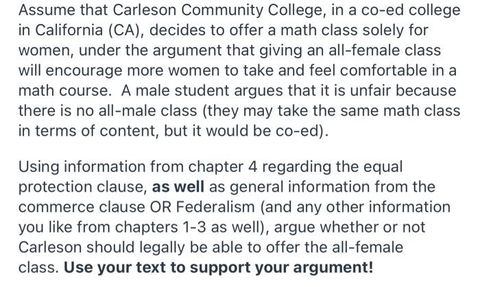 No ref Assume that Carleson Community College, in