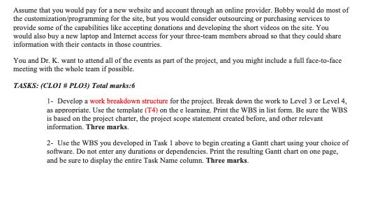 You have been selected as the project manager for