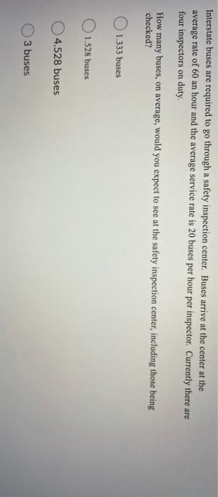 question 4, 4a and 4b Interstate buses are