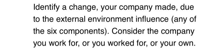 marketing strategies Identify a change, your