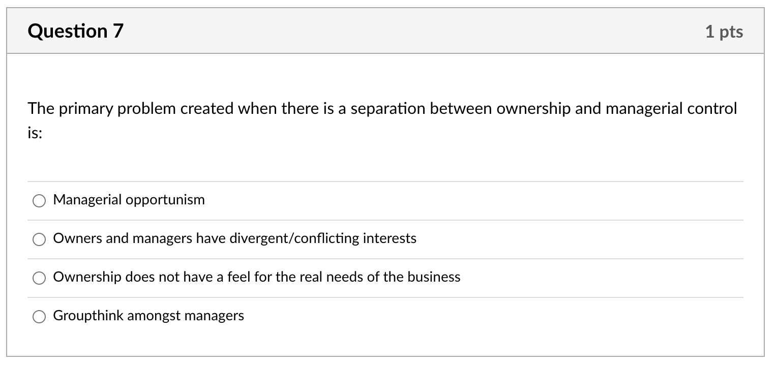question 7 - 1 pts - The primary problem created
