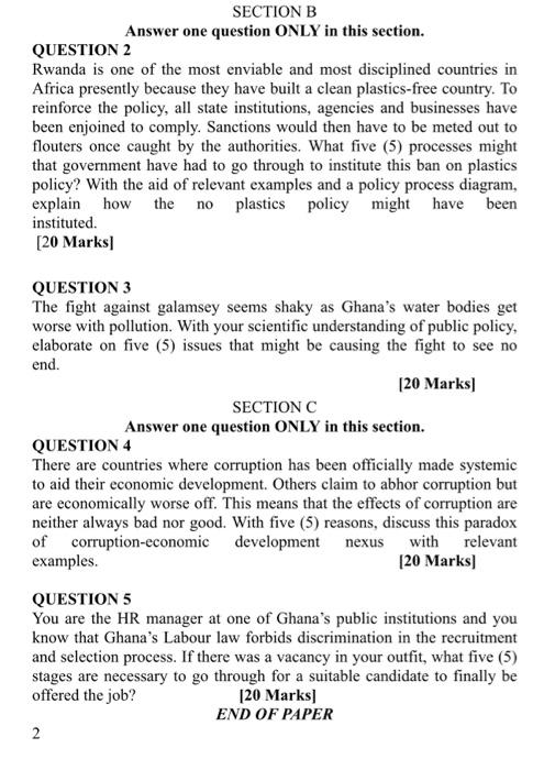 THE COURSE IS PUBLIC ADMINISTRATION Answer one