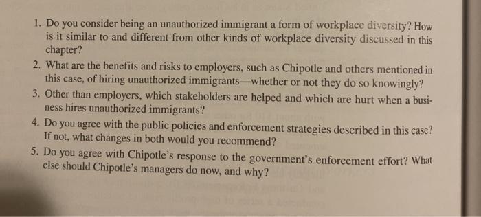 Discussion Case: Unauthorized Immigrant Workers
