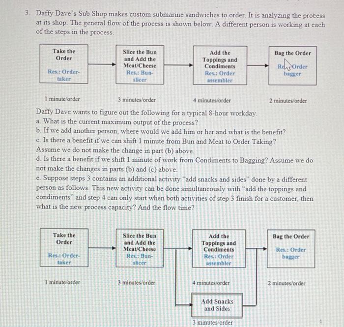 looking for answer for part E! 3. Daffy Dave's