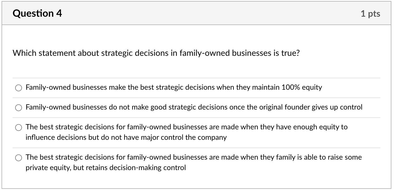 question 4 - 1 pts - Which statement about