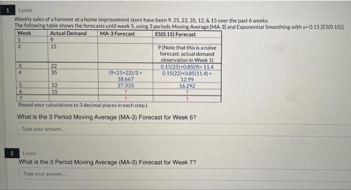 Moving Average and Exponential Smoothing, please