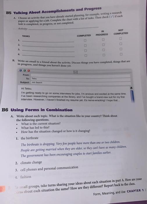 B5 Talking About Accomplishments and Progress A.