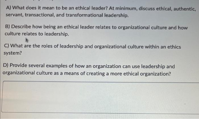 ethics management Question. A) What does it mean