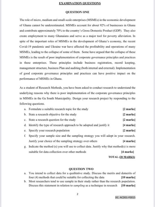 The course is Research Method please answer