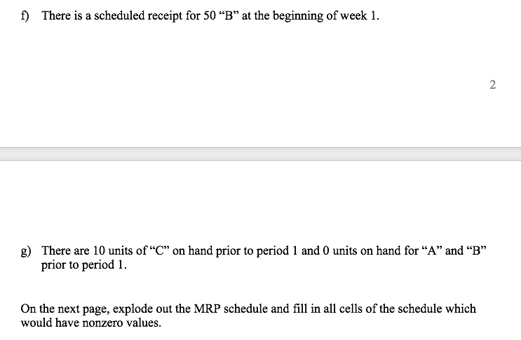 2. (15 points) Consider an end-item product " C "