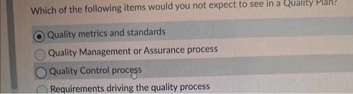 Which of the following items would you not expect