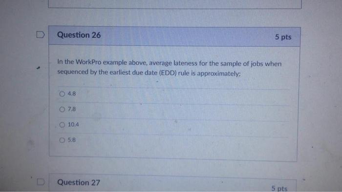 D Question 24 5 pts Work Pro is a small
