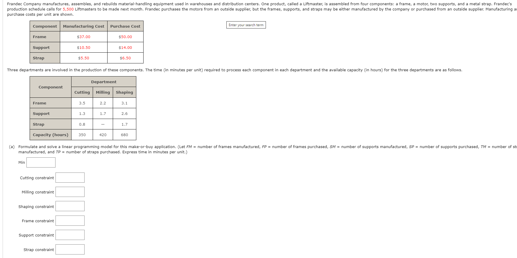 Frandec Company manufactures, assembles, and