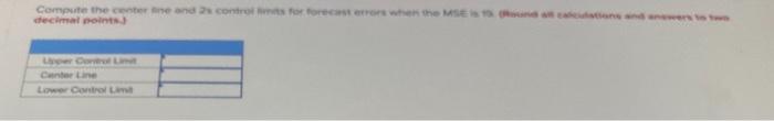MSE is 19 Compute the centre and control or force