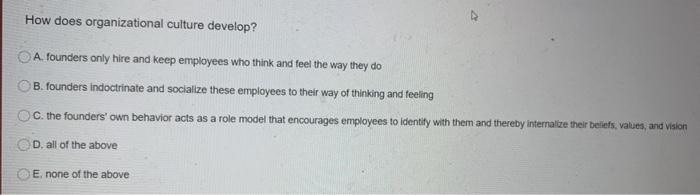How does organizational culture develop? A.
