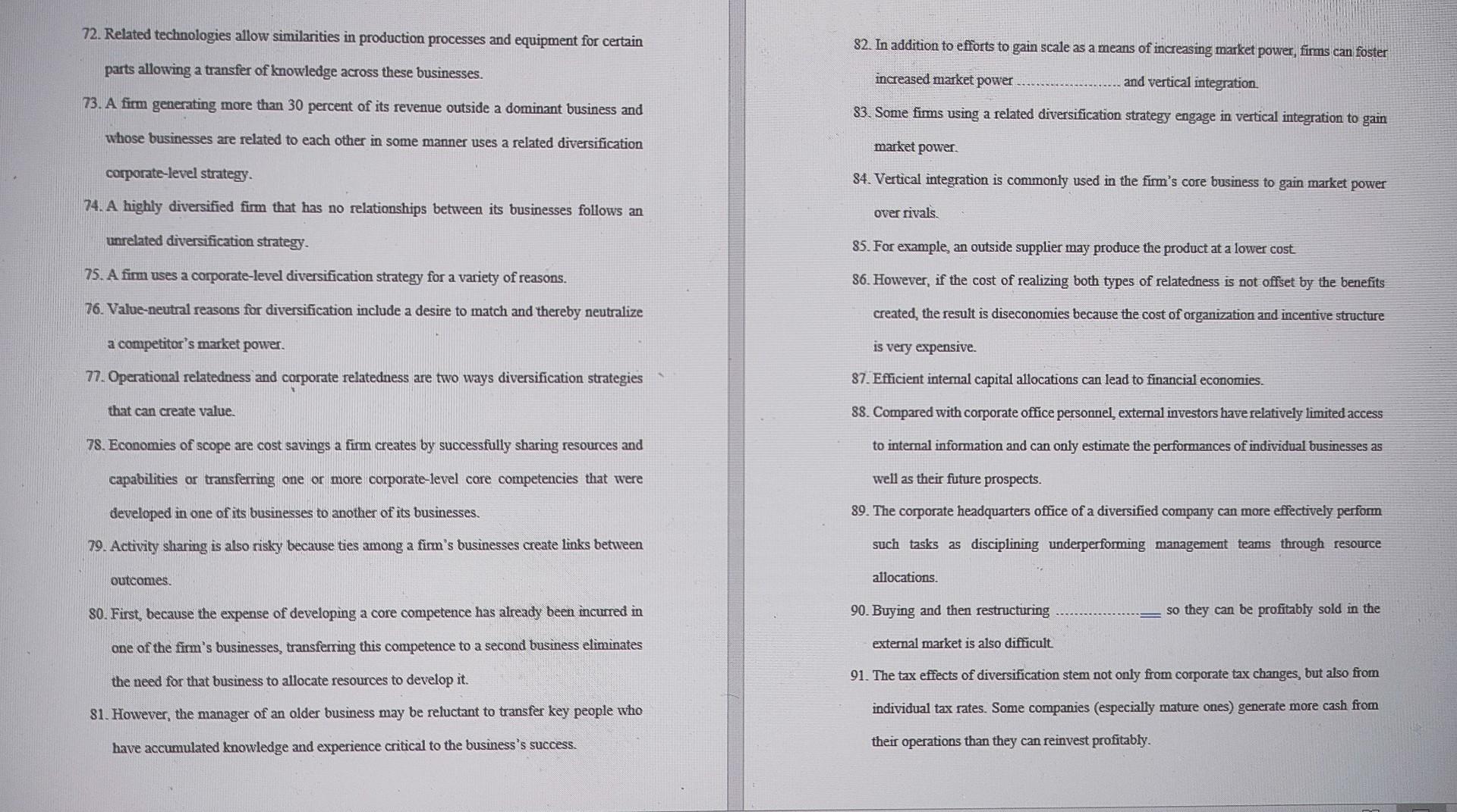 Kindly answer the question by number & anwer true