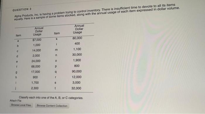 QUESTION 3 Alpha Products, Inc, is having a