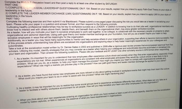 OU Complete the Module 5 discussion board and