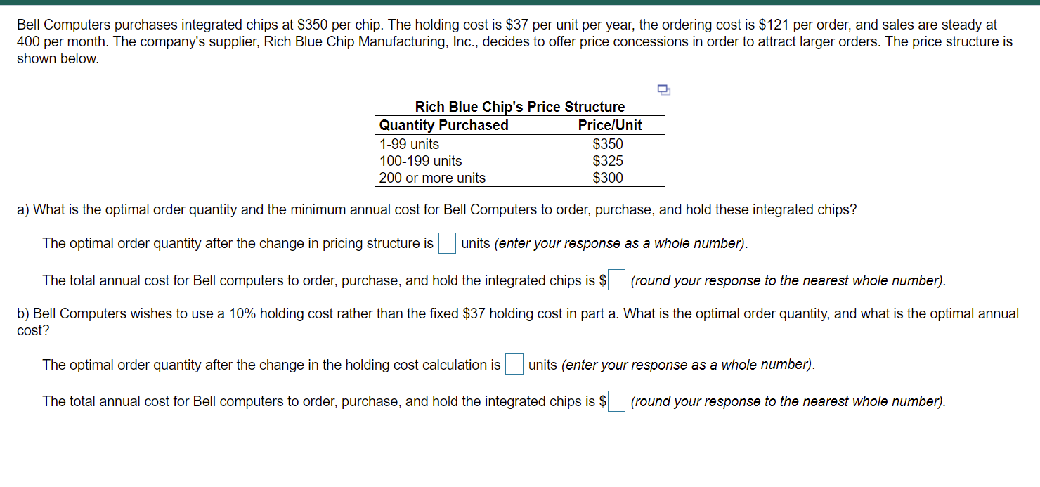 Bell Computers purchases integrated chips at $350
