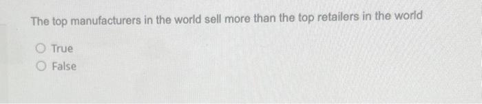 HELP FAST !! The top manufacturers in the world