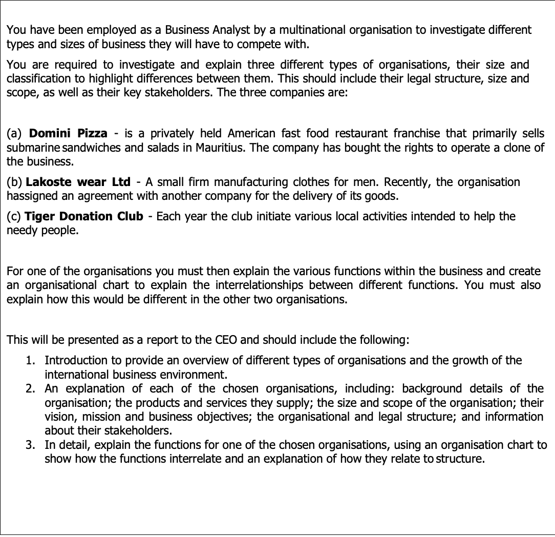 You have been employed as a Business Analyst by a