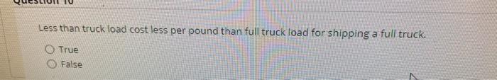 Less than truck load cost less per pound than