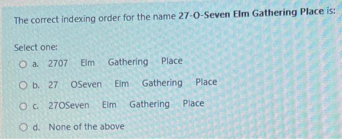 ARMA rule The correct indexing order for the name