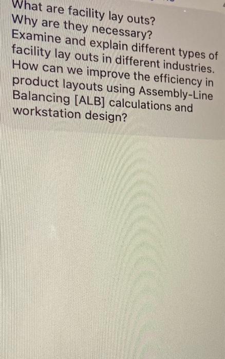 What are facility lay outs? Why are they