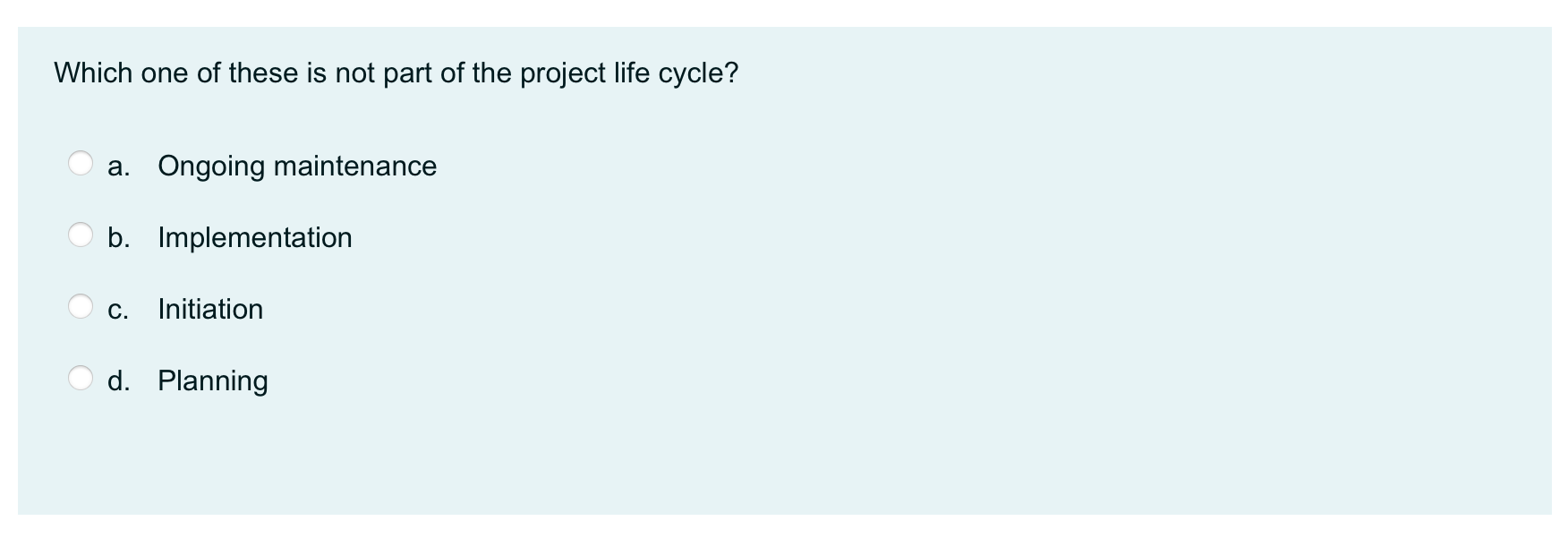 Which one of these is not part of the project