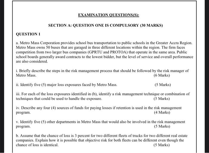 PROPERTY RISK MANAGEMENT AND INSURANCE QUESTION 1