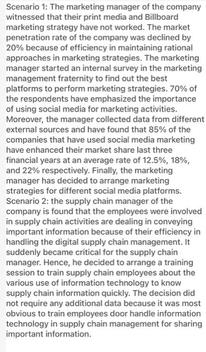 give some details between in two scenarios that