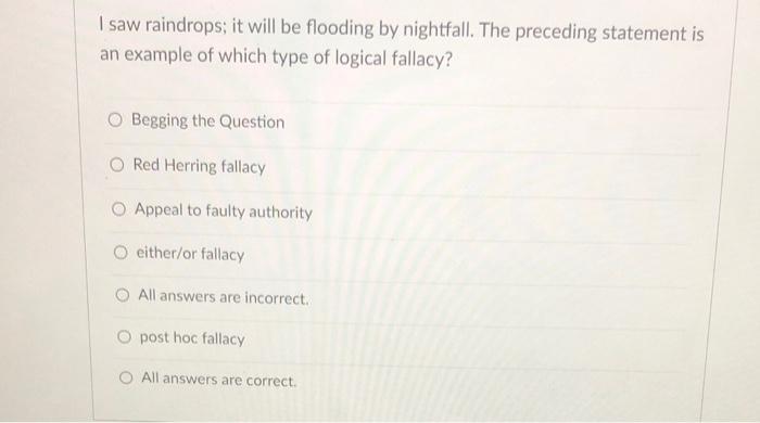 I saw raindrops, it will be flooding by