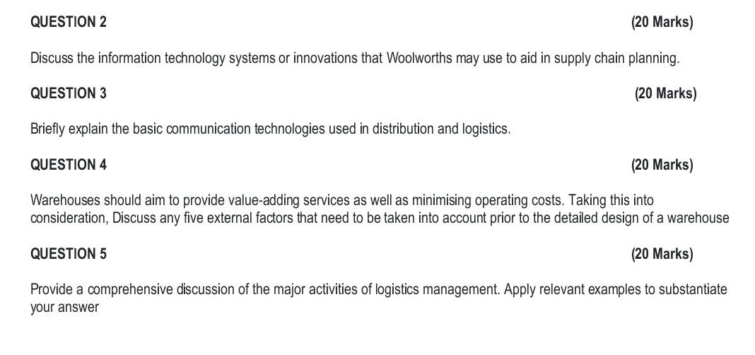 QUESTION 2 (20 Marks) Discuss the information