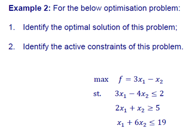 Example 2: For the below optimisation problem: 1.