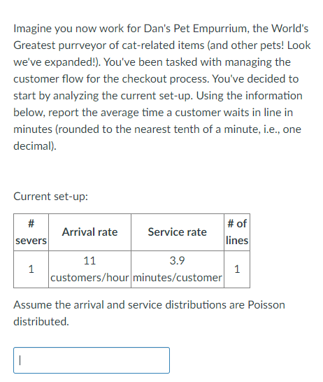 Imagine you now work for Dan's Pet Empurrium, the