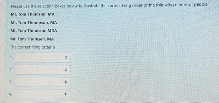 ARMA rule please tell the correct filing order