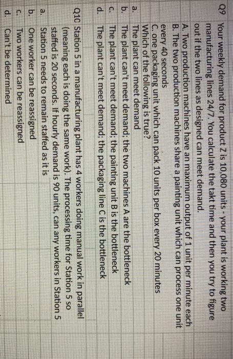 Q6 Takt time is defined as the ratio between