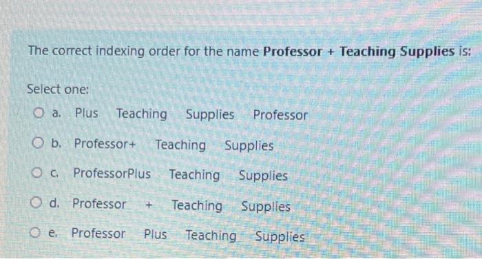 ARMA rule The correct indexing order for the name