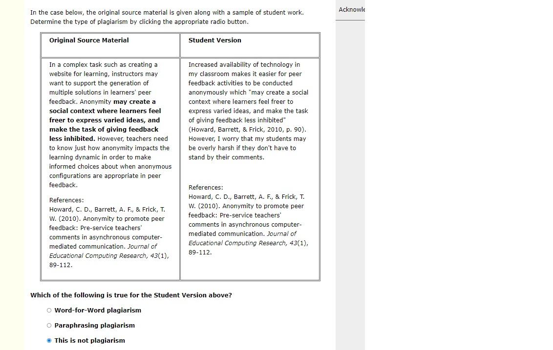 Acknowle In the case below, the original source