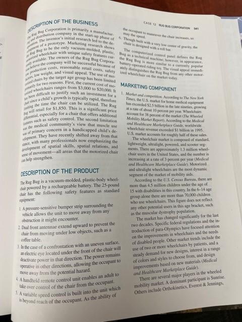 Rug Bug Corporation- Case study What is the