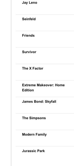 Activity: To match a list of movies / TV shows