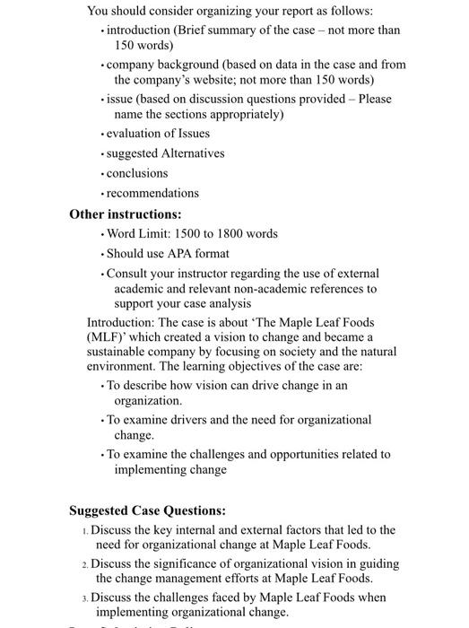 You should consider organizing your report as