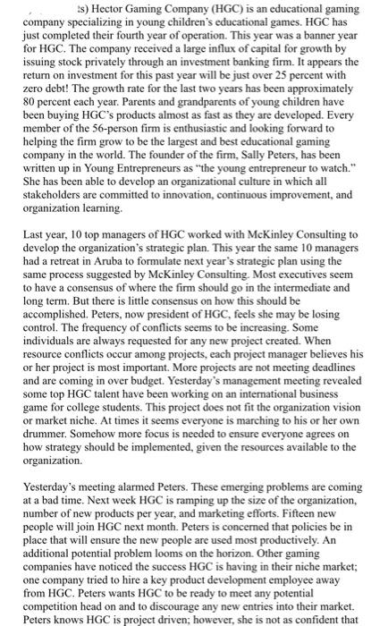 #s) Hector Gaming Company (HGC) is an educational