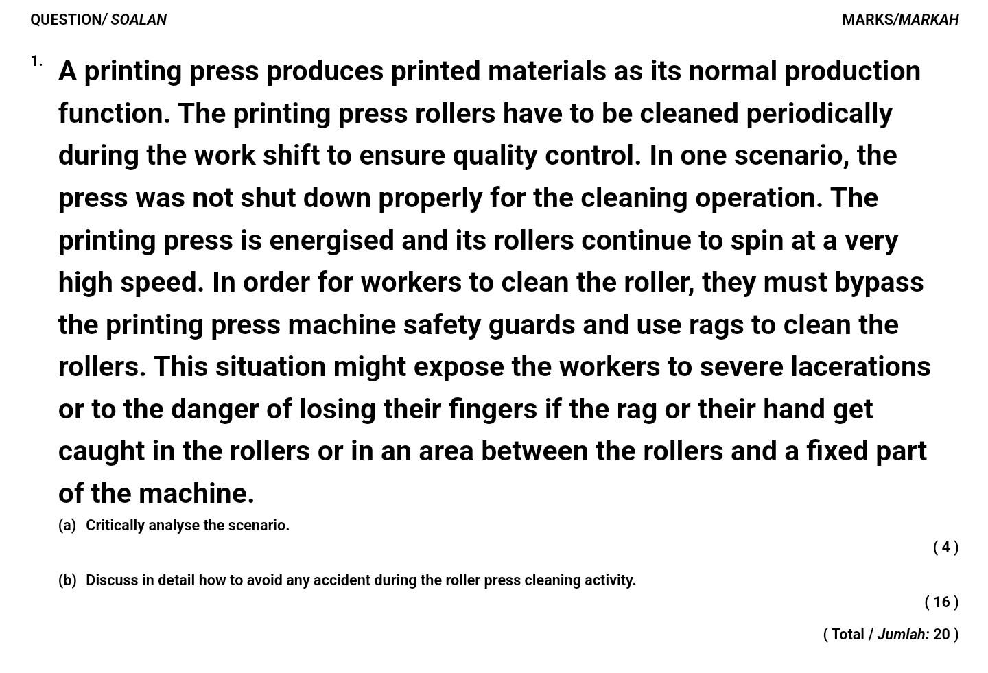 1. A printing press produces printed materials as