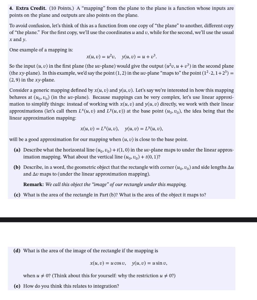 4. Extra Credit. (10 Points.) A "mapping" from