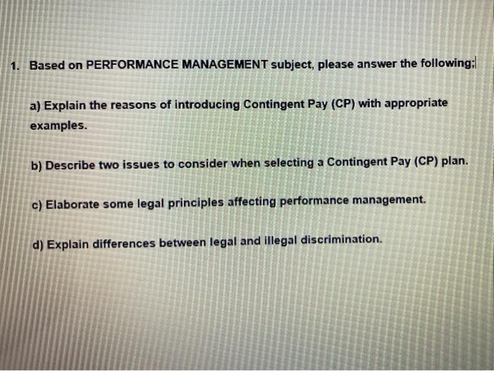 Subject : Performance Management Chapter 10