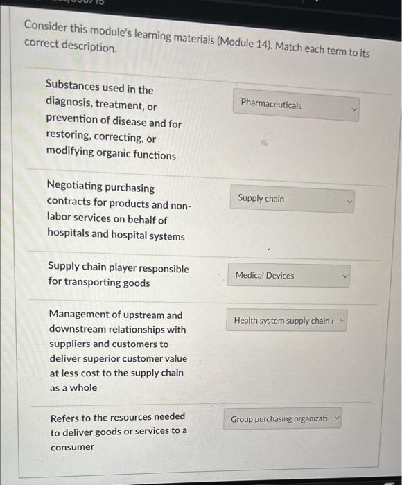 Consider this module's learning materials (Module